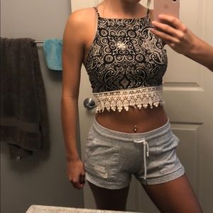 A&F crop top; ties in the back